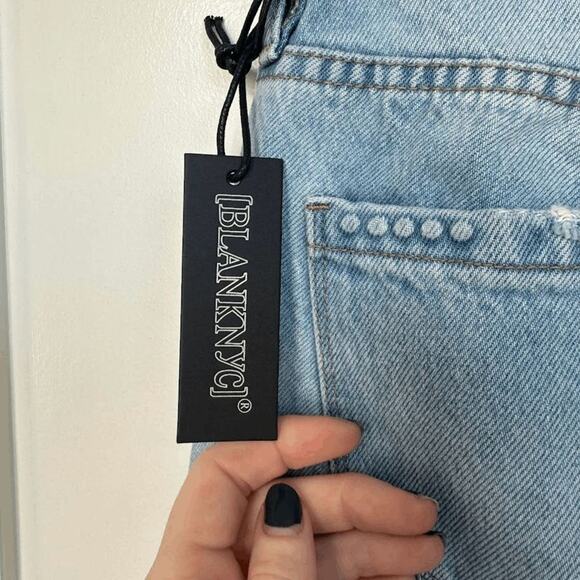 NWT Blanknyc Womens Fare Warning Blue The Howard Mid Rise Straight Jeans Size 25 - Picture 6 of 8